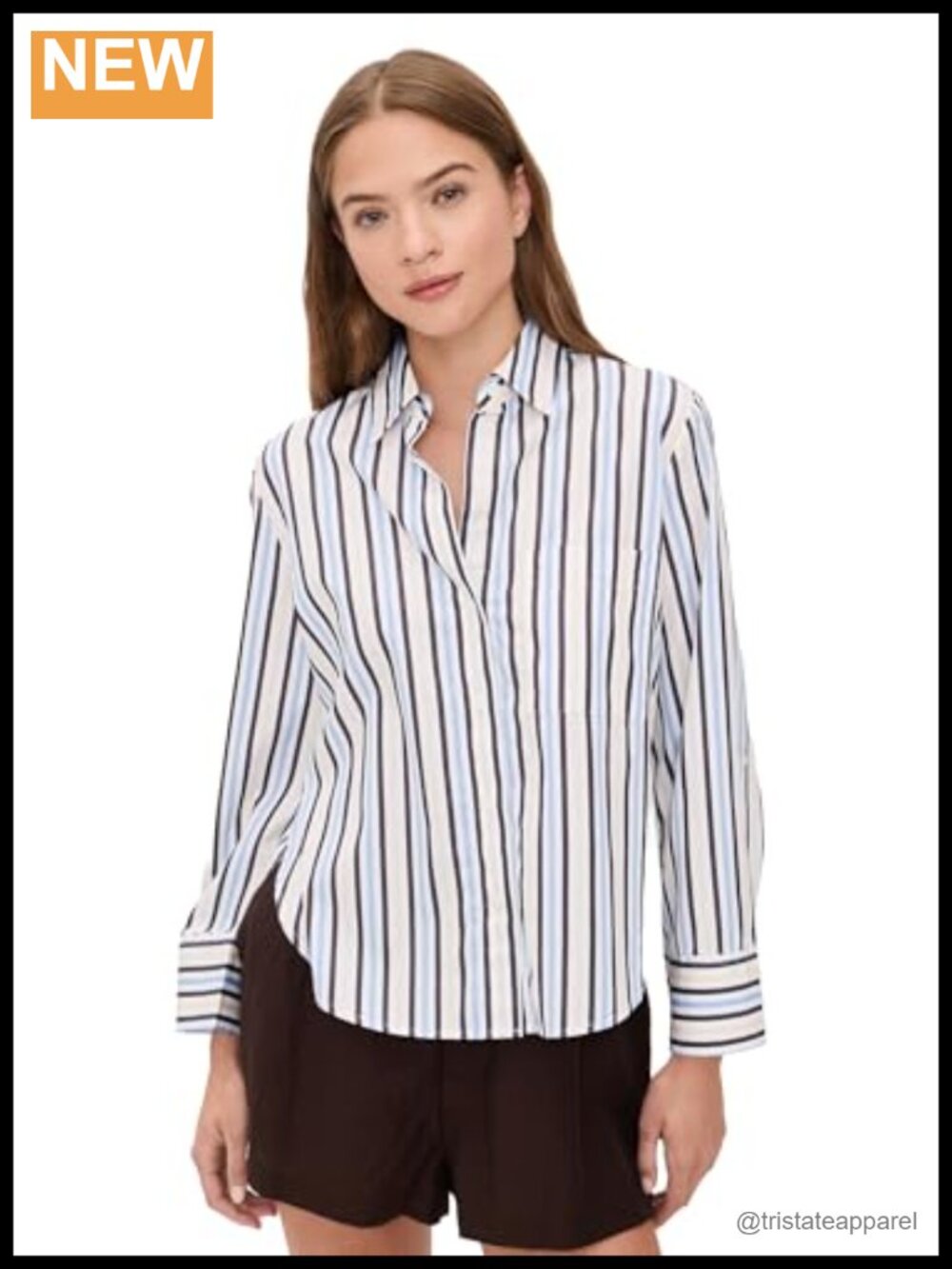 Madewell Women's Signature Y-Neck Poplin Shirt Long Sleeve Button Down